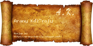 Arany Károly névjegykártya