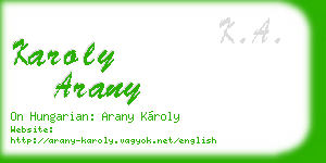 karoly arany business card