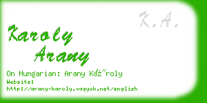 karoly arany business card